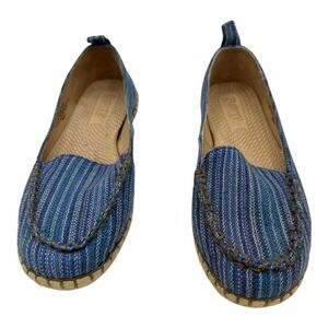 Børn Sitton Blue Striped Espadrille Flats Women's Size 6 Comfort Shoes